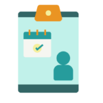 Graphic illustration of a report with a calendar and figure, representing the Activity and Student data available through the HEAT Infographic report.