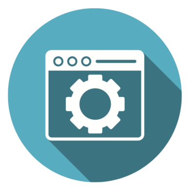 Icon with a database server and cog representing the HEAT Service and System.